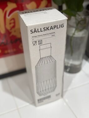 IKEA SÄLLSKAPLIG Clear Glass Carafe with Lid - White/Transparent